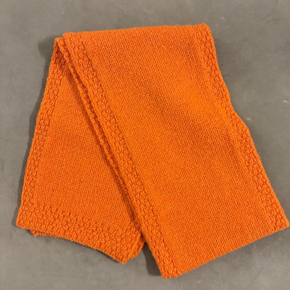 Blarney Woollen Mills Ireland 100% Wool Orange Knit Scarf